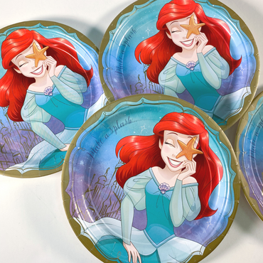 Once A Upon Time Ariel Round Paper Plates 9in, 8pcs - Party Centre