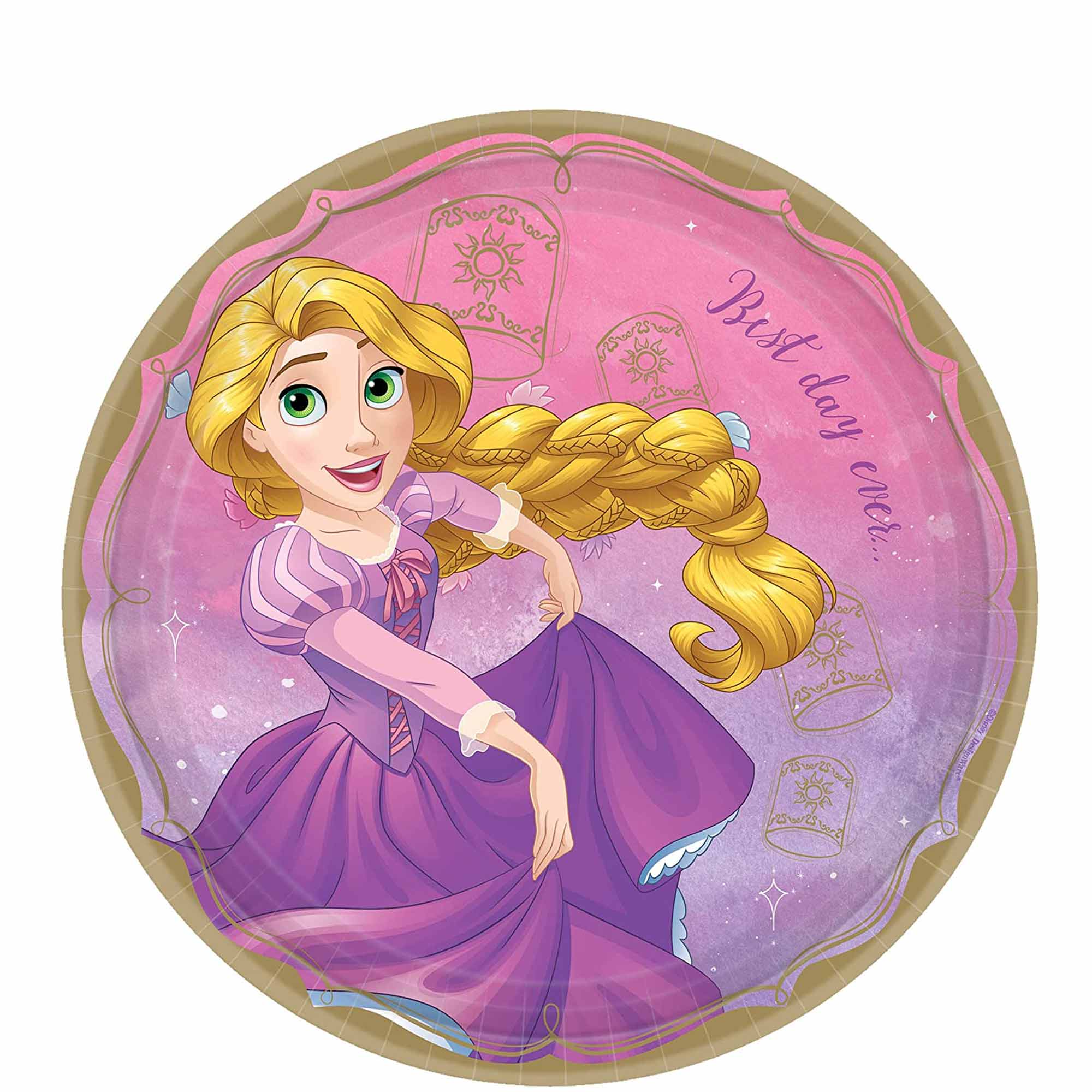 Once Upon A Time Rapunzel Round Paper Plates 9in, 8pcs Solid Tableware - Party Centre - Party Centre