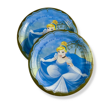 Once Upon A Time Cinderella Round Paper Plates 9in, 8pcs - Party Centre