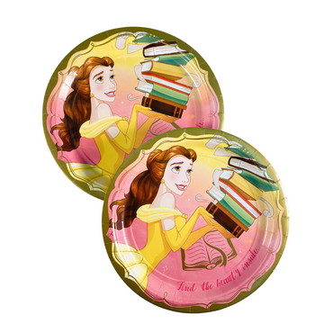 Once Upon A Time Round Belle Paper Plates 9in, 8pcs - Party Centre