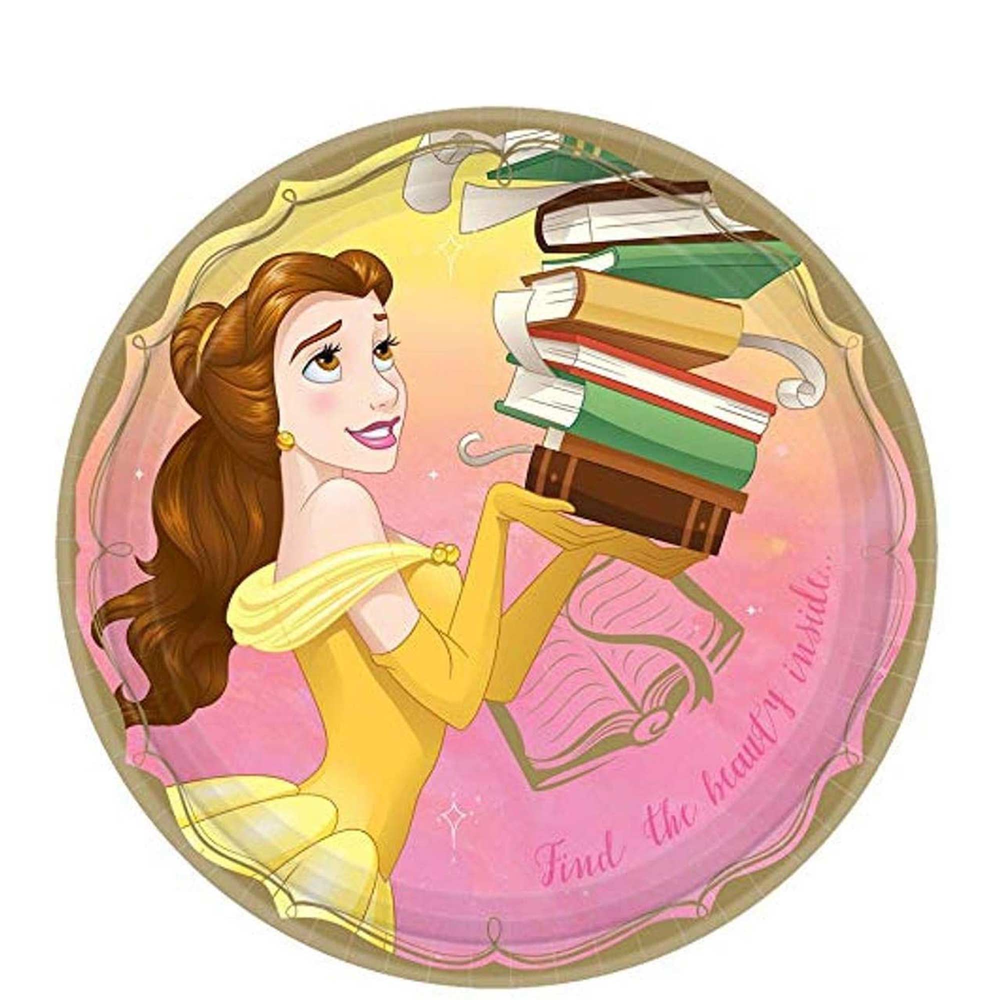 Once Upon A Time Round Belle Paper Plates 9in, 8pcs Solid Tableware - Party Centre - Party Centre