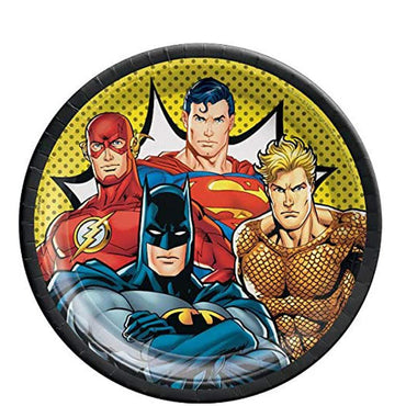 Justice League Heroes Unite Paper Plates 9in, 8pcs Printed Tableware - Party Centre - Party Centre
