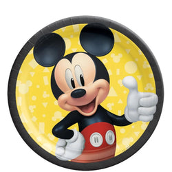 Disney Mickey Mouse Forever Round Paper Plates 9in, 8pcs Solid Tableware - Party Centre