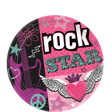 Rocker Girl Dinner Plates 9in, 8pcs Printed Tableware - Party Centre - Party Centre