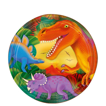 Prehistoric Party Metallic Dinner Plates 9in, 8pcs Printed Tableware - Party Centre - Party Centre