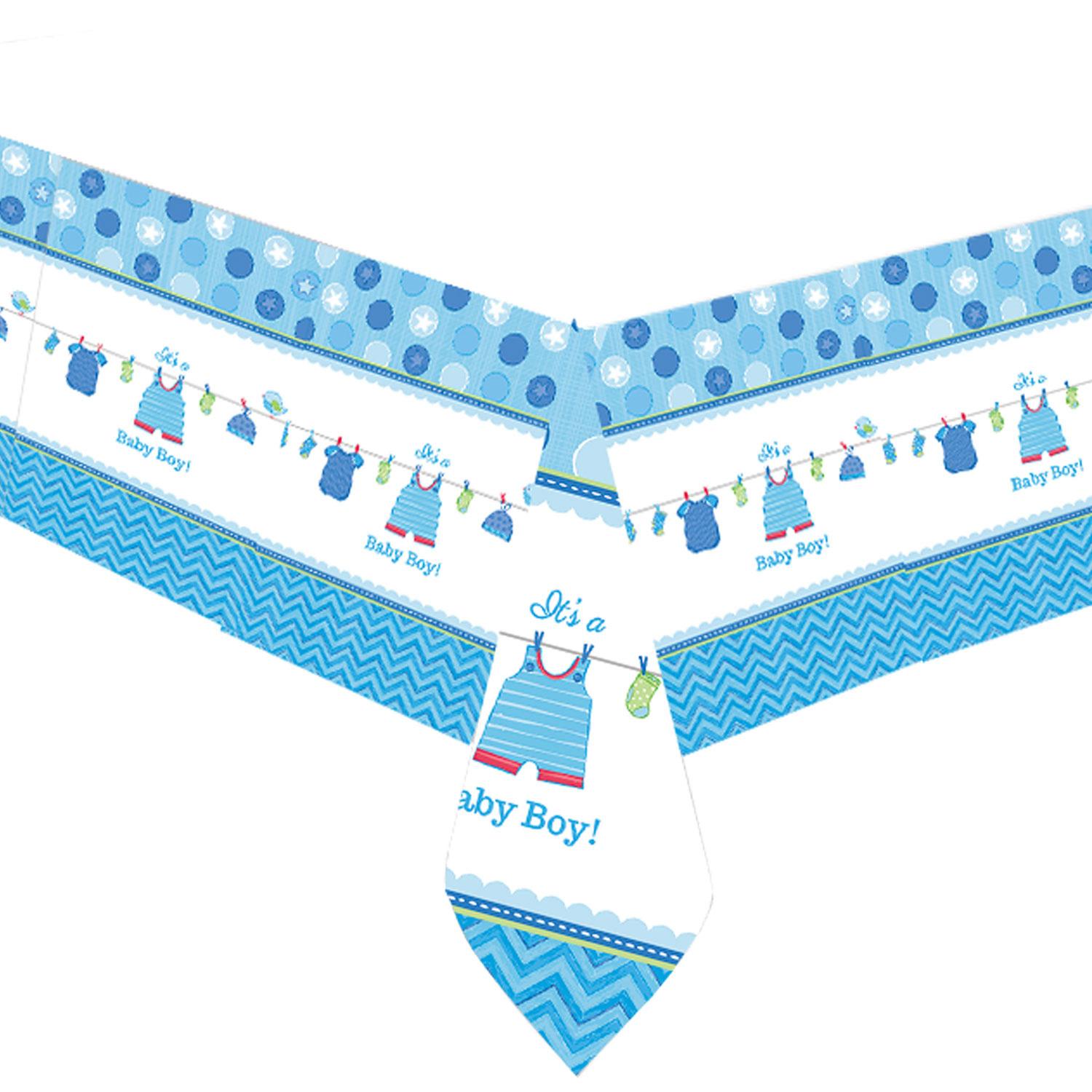 Shower With Love Boy Plastic Tablecover Printed Tableware - Party Centre - Party Centre