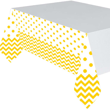 Yellow Sunshine Chevron Party Plastic Table Cover 54x102in Printed Tableware - Party Centre - Party Centre