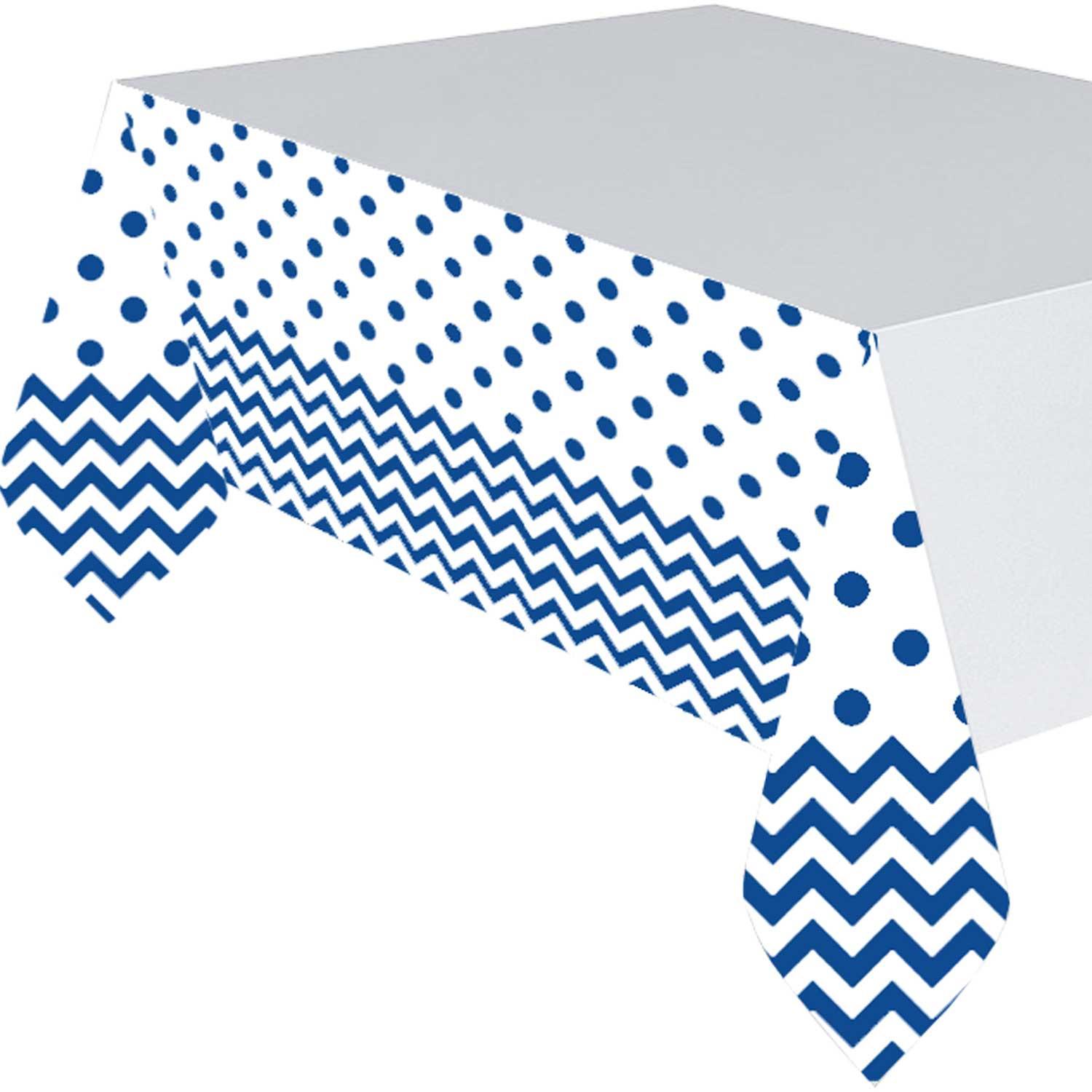 Bright Royal Blue Chevron Party Plastic Table Cover 54x102in Printed Tableware - Party Centre - Party Centre
