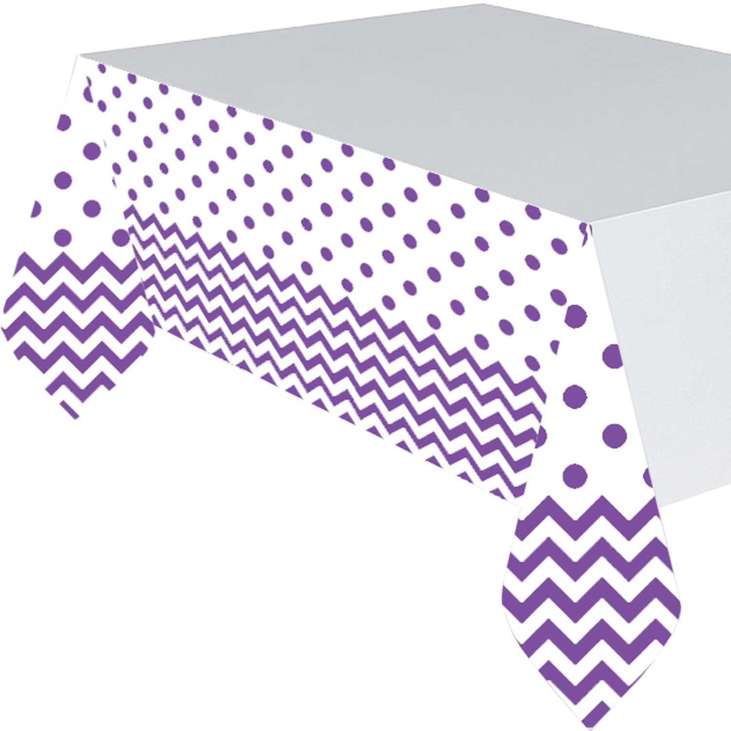New Purple Chevron Party Plastic Table Cover 54x102in Printed Tableware - Party Centre - Party Centre