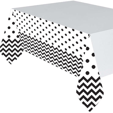 Jet Black Chevron Party Plastic Table Cover 54x102in Printed Tableware - Party Centre - Party Centre