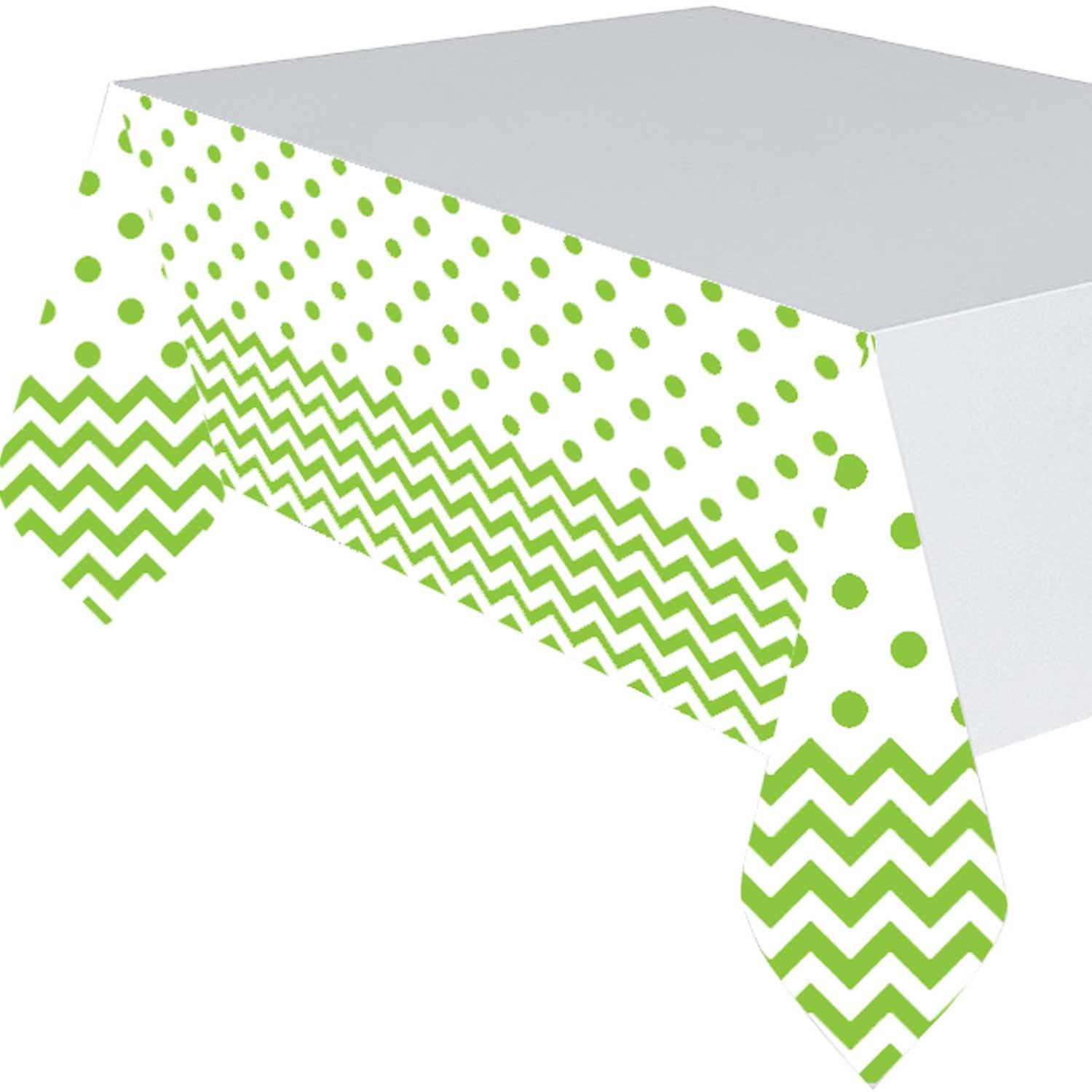 Kiwi Green Chevron Party Plastic Table Cover 54x102in Printed Tableware - Party Centre - Party Centre