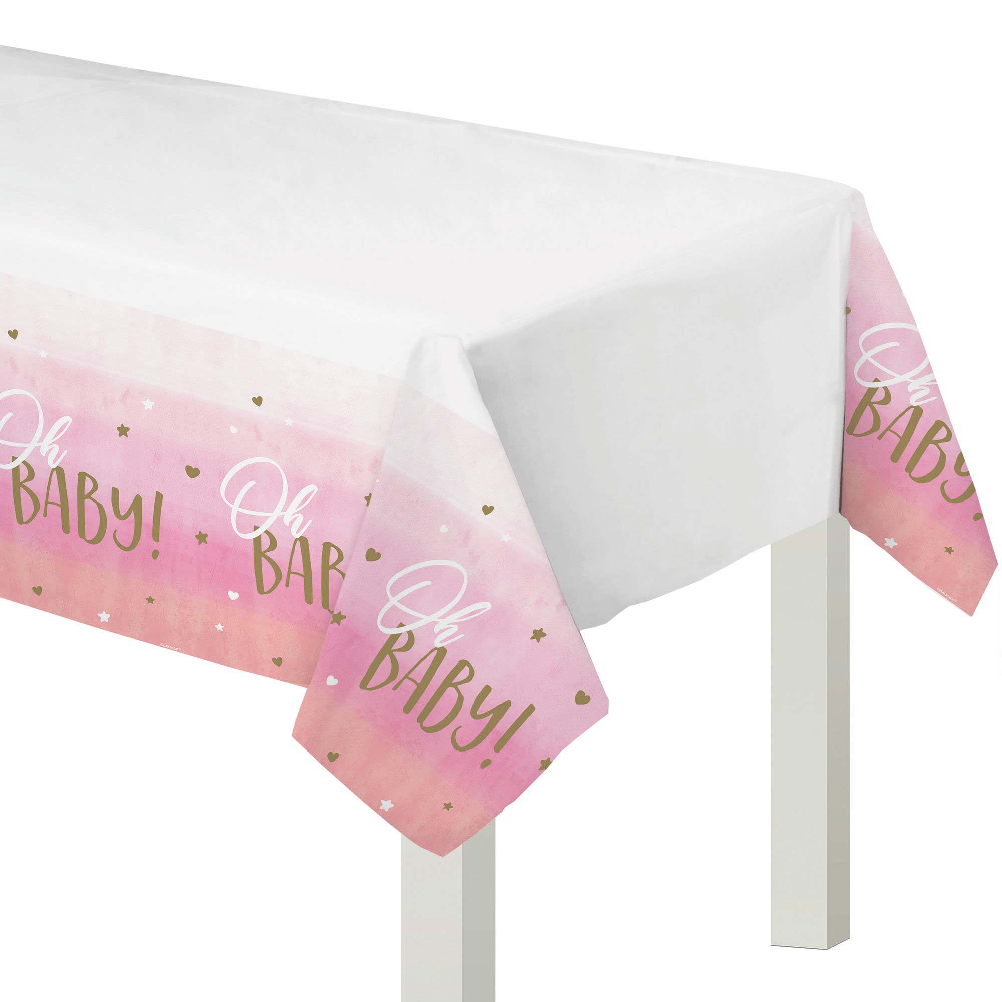 Oh Baby Girl Plastic Tablecover 137cm x 259cm Printed Tableware - Party Centre - Party Centre