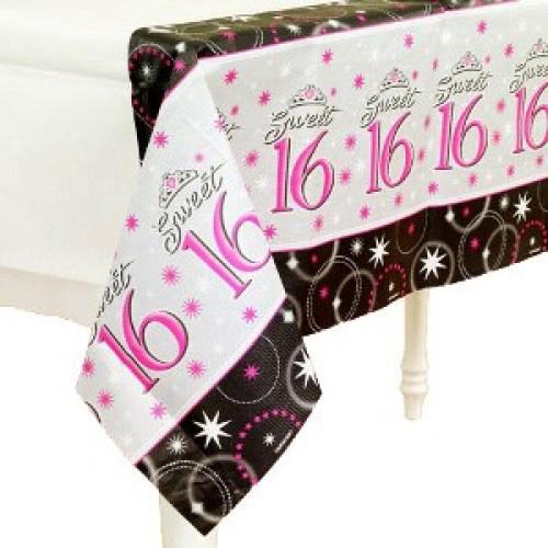 Sweet 16 Sparkle Paper Table Cover 54 x 102 in Printed Tableware - Party Centre