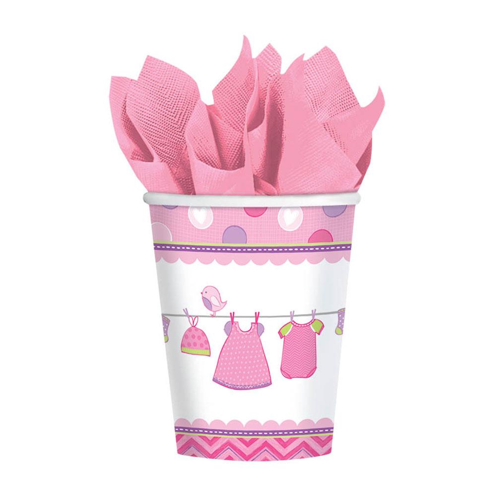 Shower With Love Girl Paper Cups 9oz, 8pcs Printed Tableware - Party Centre - Party Centre