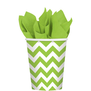 Kiwi Green Chevron Party Paper Cups 9oz 8pcs Printed Tableware - Party Centre - Party Centre