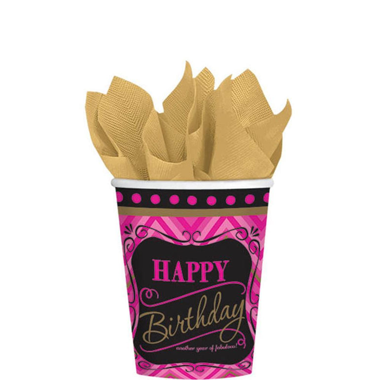 Born To Be Fabulous Paper Cups 9oz, 8pcs Printed Tableware - Party Centre