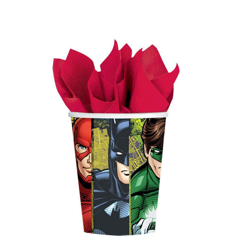 Justice League Paper Cups 9oz, 8pcs Printed Tableware - Party Centre