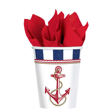 Anchors Aweigh Paper Cups 9oz, 8pcs Printed Tableware - Party Centre - Party Centre