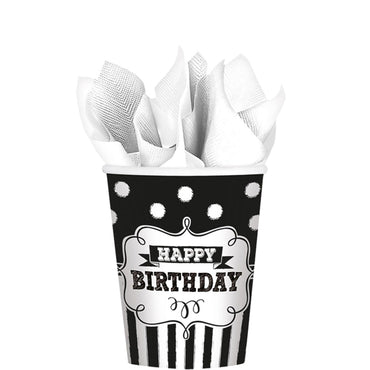 Chalkboard Birthday Paper Cups 9oz, 8pcs Printed Tableware - Party Centre - Party Centre