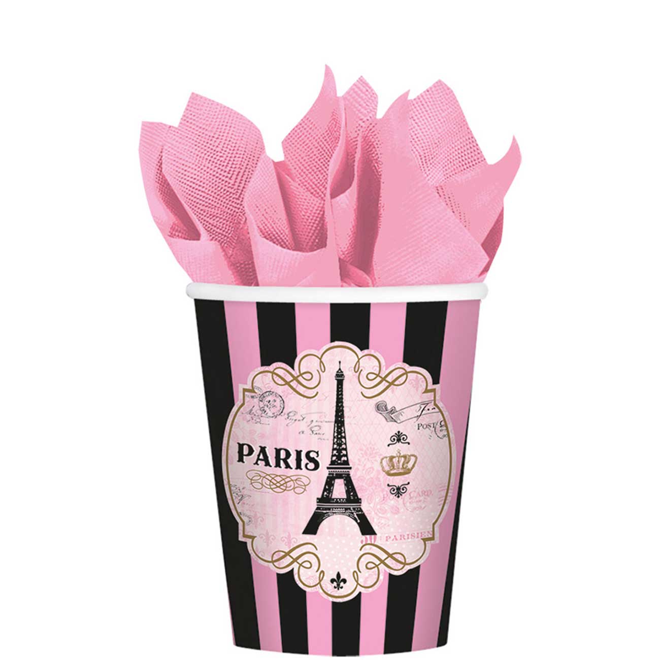 A Day In Paris Paper Cups 9oz, 8pcs Printed Tableware - Party Centre - Party Centre
