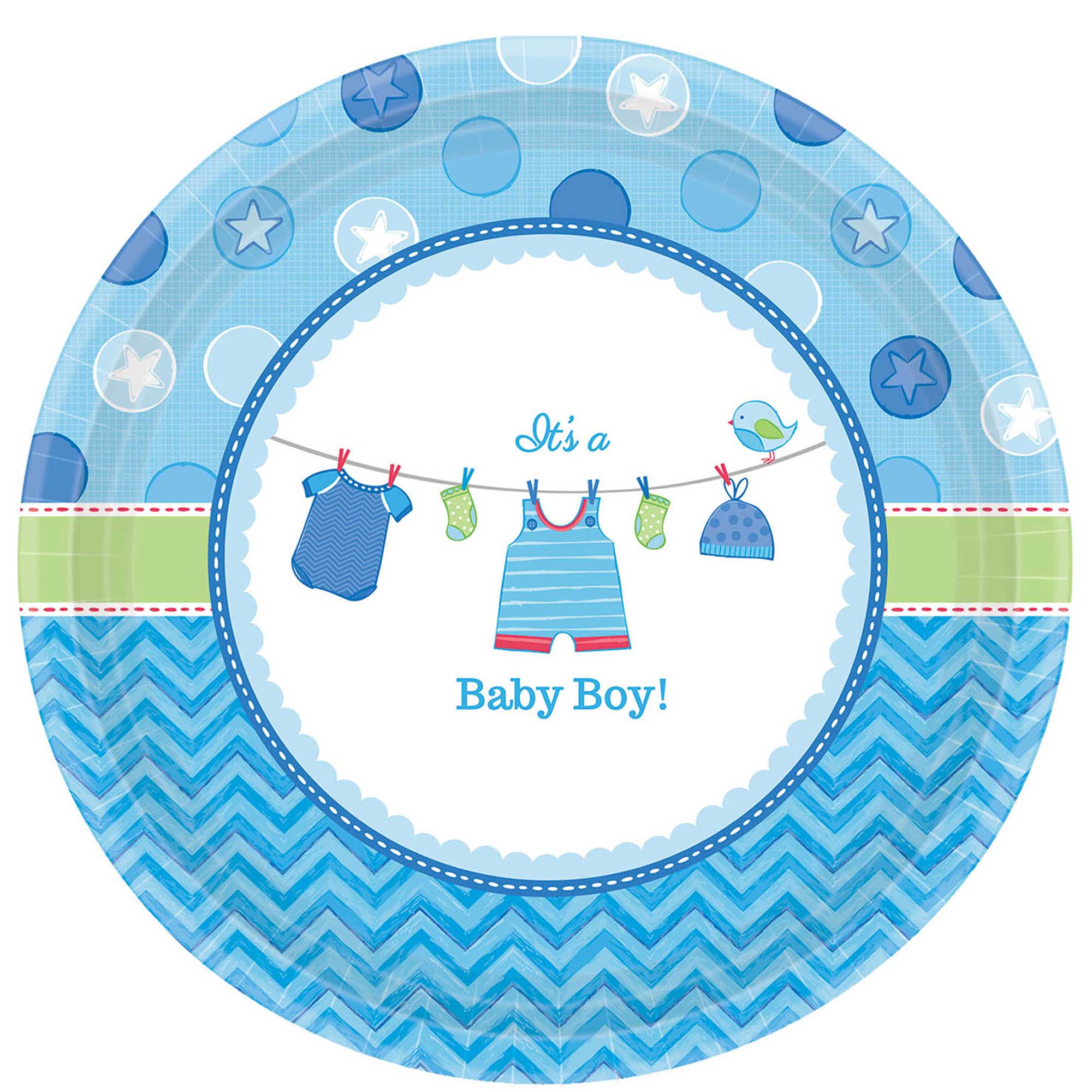 Shower With Love Boy Round Plate 10.50in, 8pcs Printed Tableware - Party Centre - Party Centre