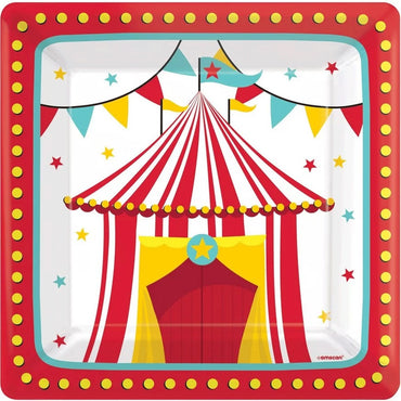 Carnival Party Paper Plates 10.5in, 8pcs - Party Centre