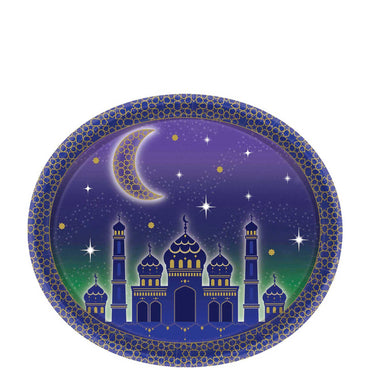 Eid Mubarak Oval Paper Plates 12in, 8pcs - Party Centre