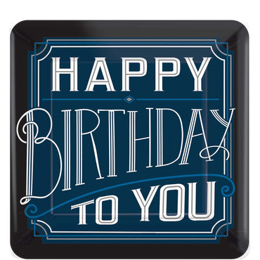 Happy Birthday Man Square Plates 10in, 8pcs Solid Tableware - Party Centre - Party Centre