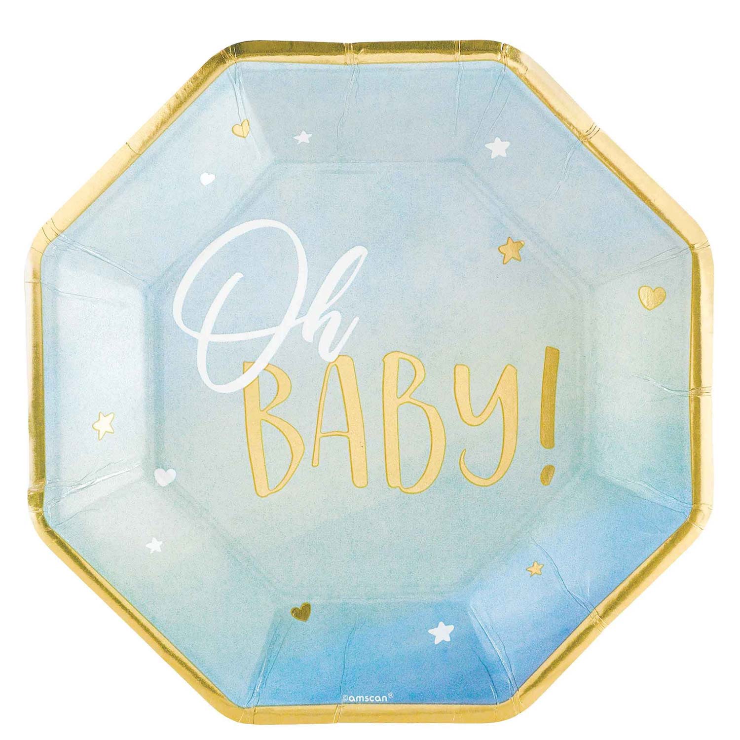 Oh Baby Boy Metallic Shaped Paper Plates 10in, 8pcs Solid Tableware - Party Centre - Party Centre