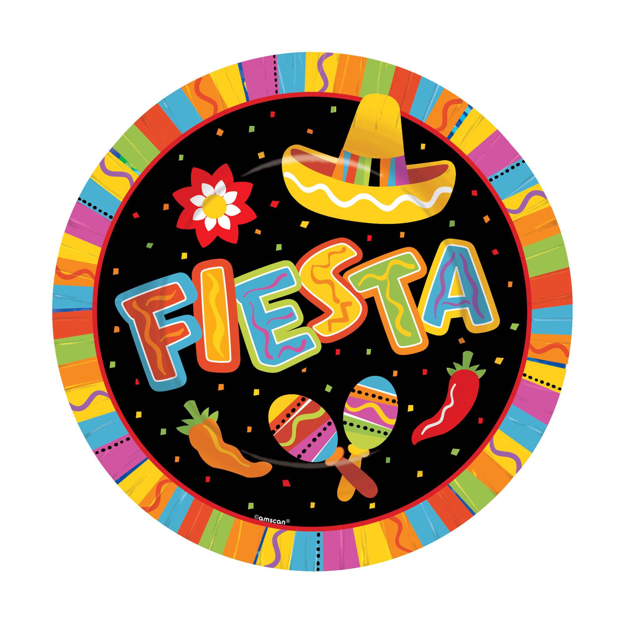 Fiesta Fun Dinner Plates 10 1/2 in 8pcs Printed Tableware - Party Centre - Party Centre
