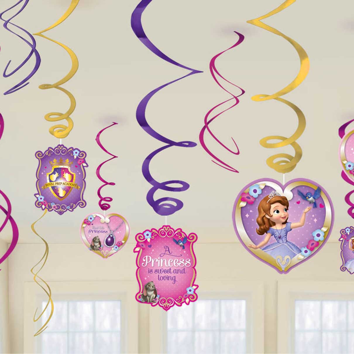 Disney Sofia The First Foil Swirl Decorations - Party Centre - Party Centre