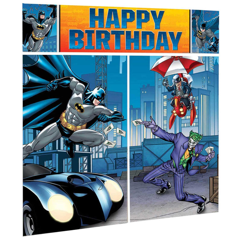 Batman Scene Setter Wall Decoration Kit Decorations - Party Centre