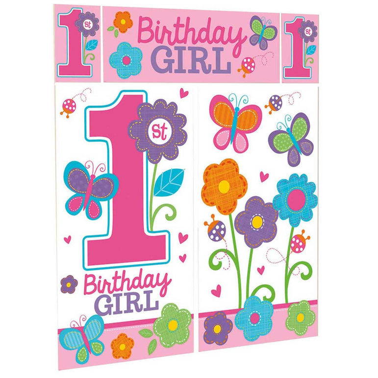 Sweet Birthday Girl Scene Setter 5pcs Decorations - Party Centre