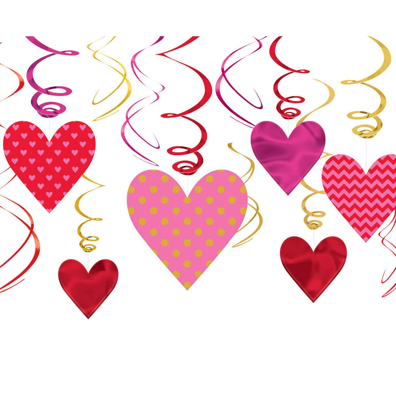 Valentines Day Swirl Pack 12pcs Decorations - Party Centre