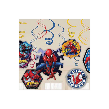 Spider-Man Webbed Swirl Decorations 12pcs - Party Centre