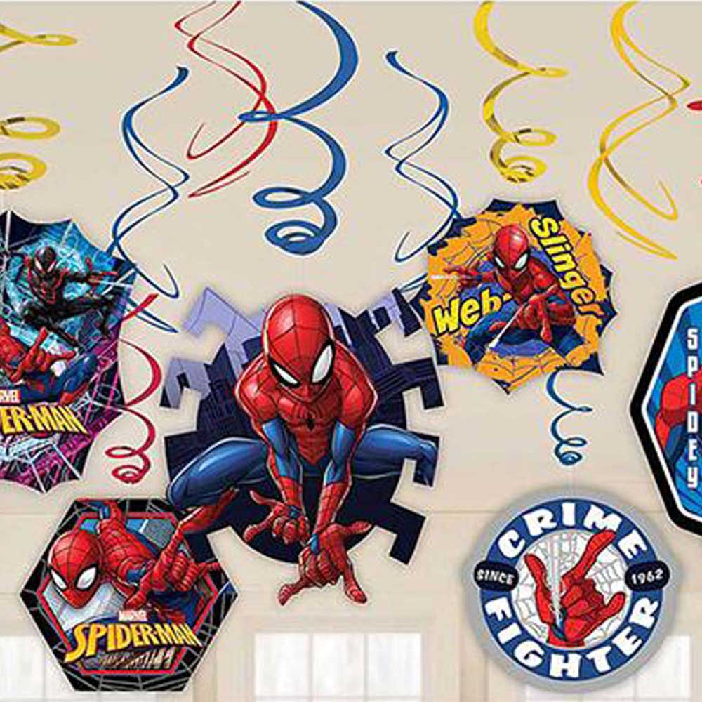 Spider-Man Webbed Swirl Decorations 12pcs Decorations - Party Centre - Party Centre