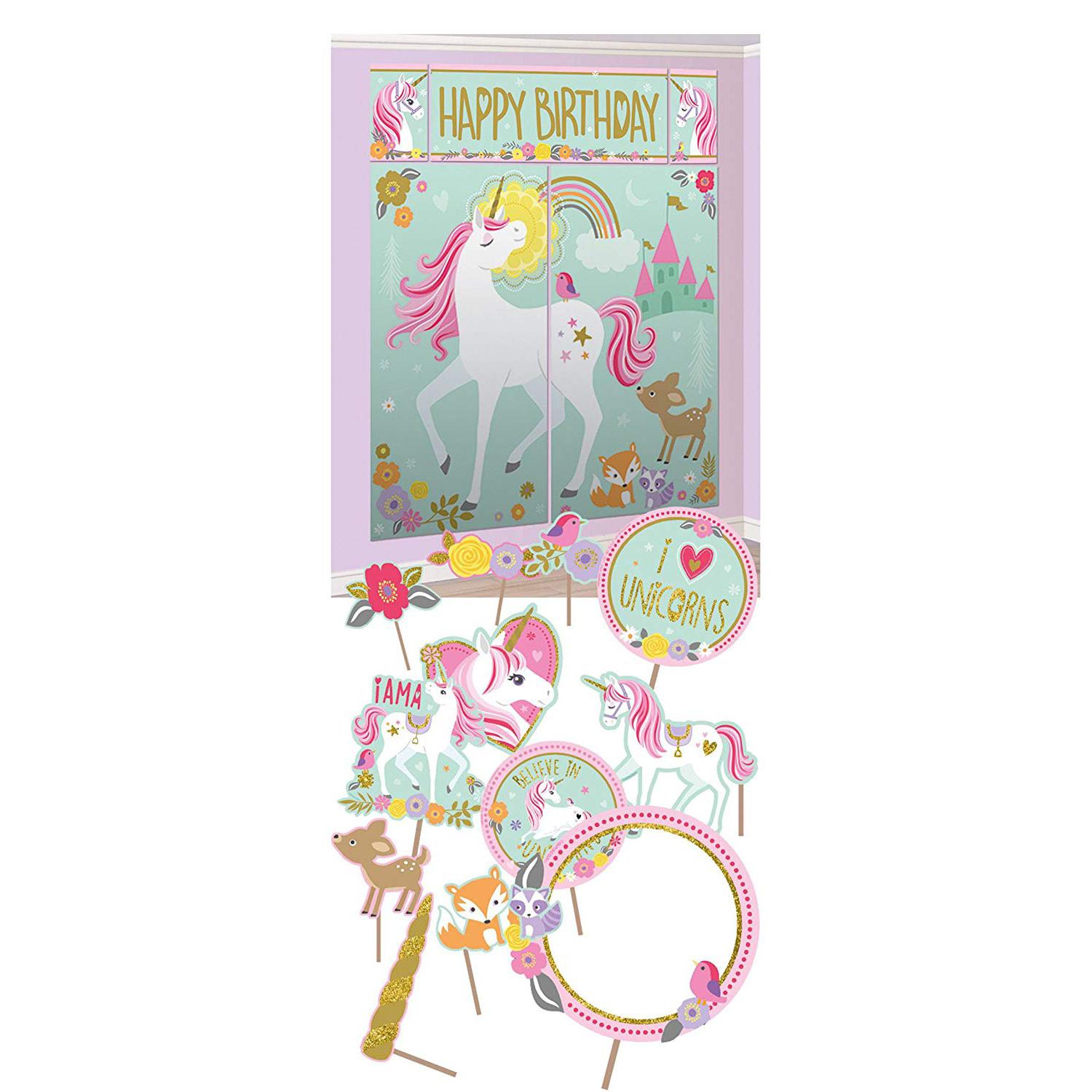 Magical Unicorn Scene Setters With Photo Props Decorations - Party Centre - Party Centre
