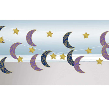 Eid Celebration Moon & Stars String Decoration 2.13m, 6pcs Decorations - Party Centre - Party Centre