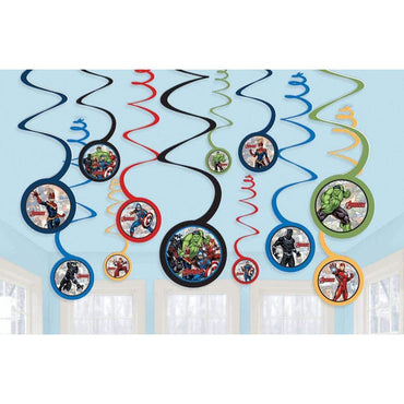 Marvel Avengers Powers Unite Paper Spiral Decorations 12pcs Decorations - Party Centre - Party Centre