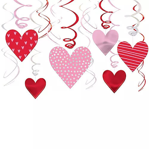 Valentines Swirls Value Pack Decoration - Party Centre