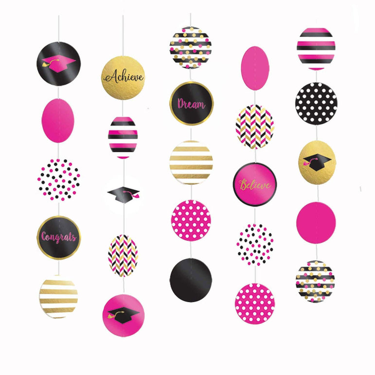 Gold Confetti Grad Hanging Decoration 5pcs Decorations - Party Centre