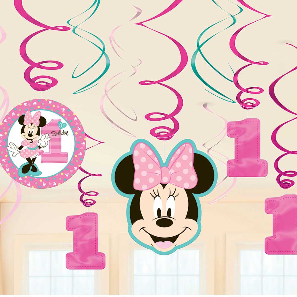 Minnie Fun To Be One Swirl Decoration Value Pack Decorations - Party Centre - Party Centre