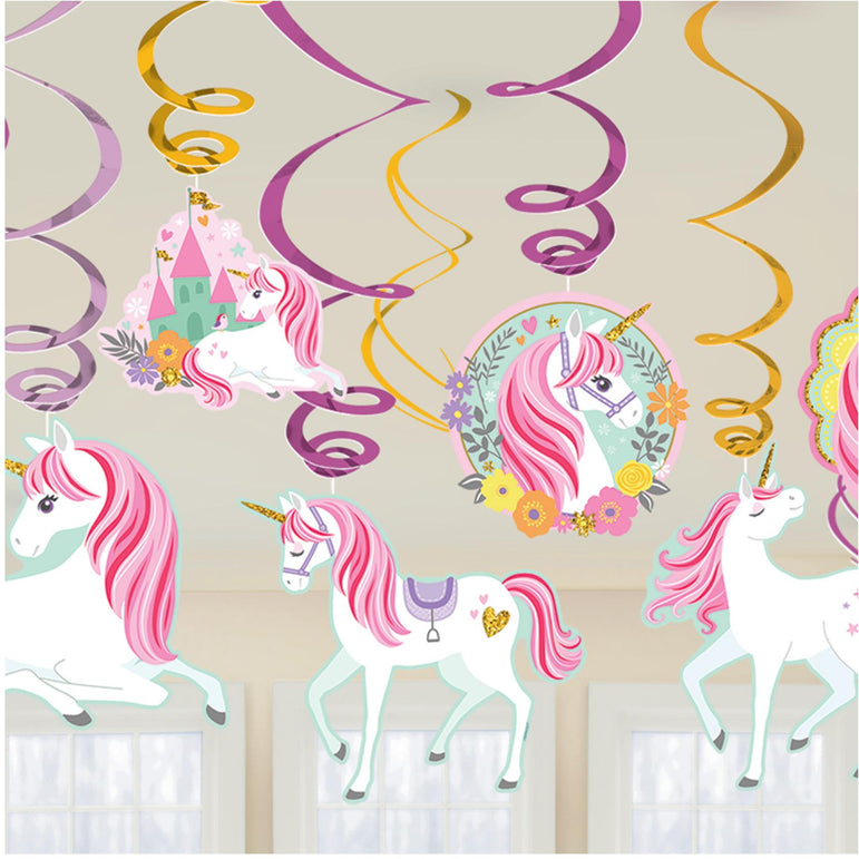 Magical Unicorn Swirl Decoration Value Pack 12pcs Decorations - Party Centre