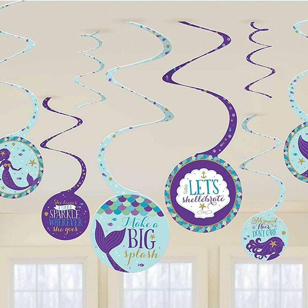 Mermaid Wishes Spiral Decorations 8pcs Decorations - Party Centre - Party Centre