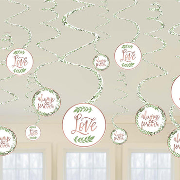Love and Leaves Spiral Hanging Decorations 12pcs Decorations - Party Centre - Party Centre