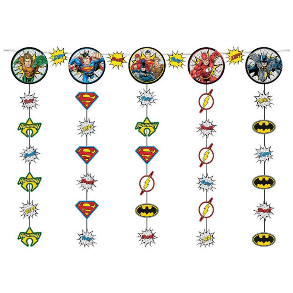 Justice League Heroes Unite Hanging String Decoration 5pcs, 48in Decorations - Party Centre - Party Centre