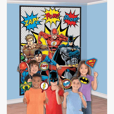 Justice League Heroes Unite Scene Setter With Photo Props Party Accessories - Party Centre - Party Centre