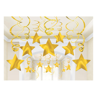Yellow Sunshine Shooting Stars Swirl Decorations 30pcs Decorations - Party Centre - Party Centre