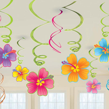 Luau Swirl Decorations 12pcs Decorations - Party Centre - Party Centre