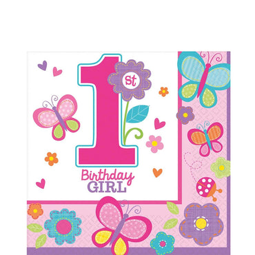 Sweet 1st Birthday Girl Lunch Tissues 36pcs Printed Tableware - Party Centre - Party Centre
